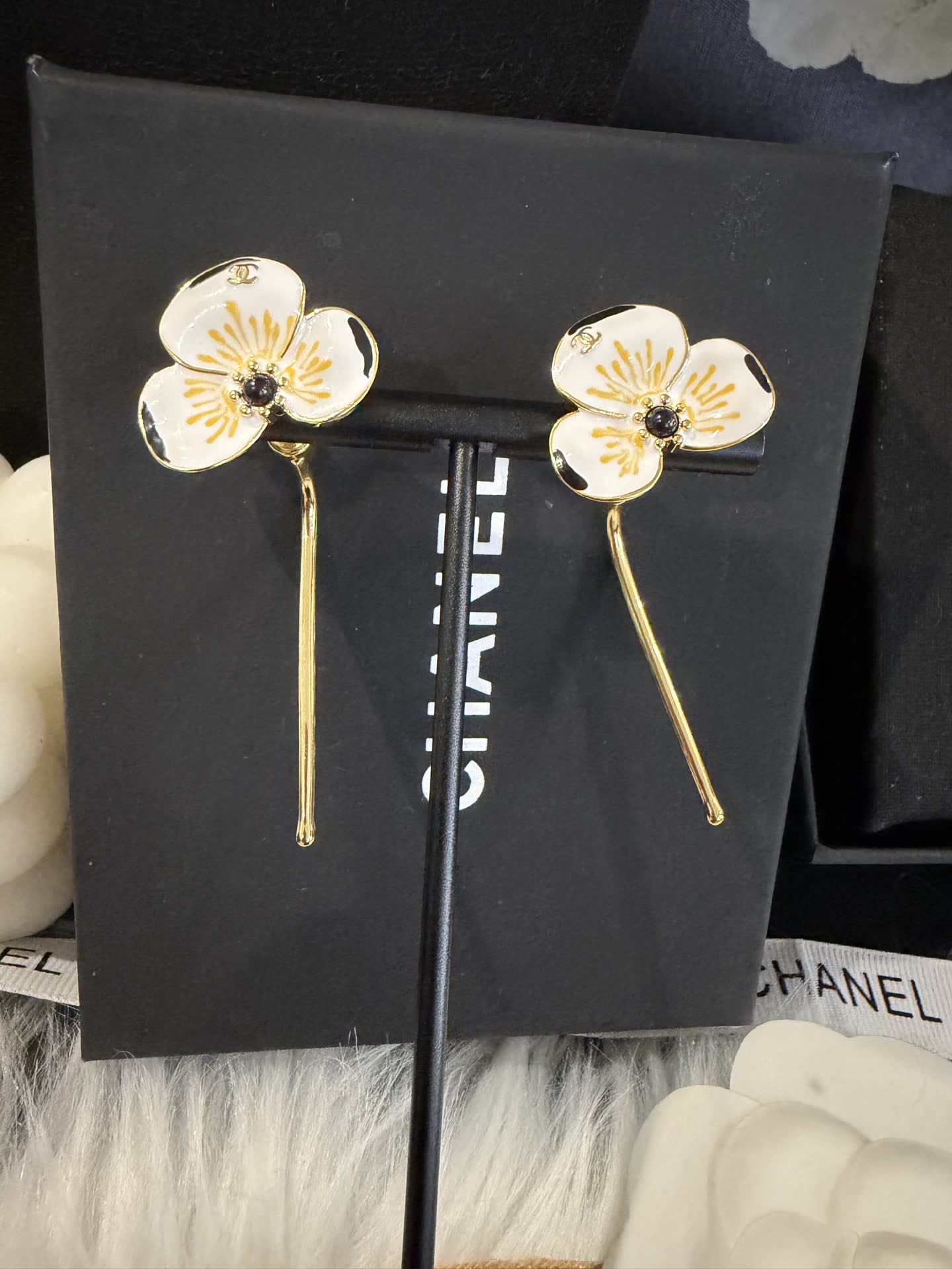 Chanel Enamel Flower Hair Pins